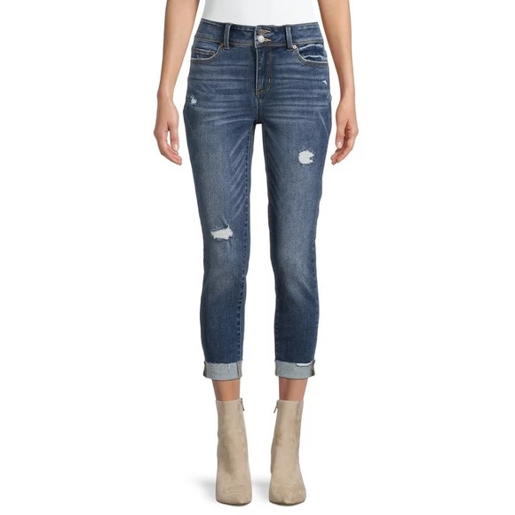 Time and Tru Pants - 🔥Time And Tru Womens Stretch Medium Wash Distressed Denim Mid Rise Capri Jeans
